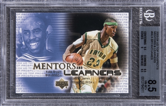 2003-04 Upper Deck Mentors and Learners #ML5 Kobe Bryant/LeBron James Rookie Card - BGS NM-MT+ 8.5